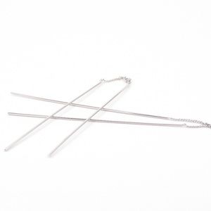Silver Threader Earrings Straight Bar Drop Chain
